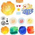 Abstract wtercolor background.Summer typography