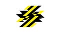 Abstract Yellow Black Energy Bolt Shape with Stripes on White Background Royalty Free Stock Photo