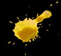 Abstract yellow blotch drops on a black background Royalty Free Stock Photo