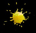 Abstract yellow blotch drops on a black background Royalty Free Stock Photo