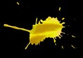 Abstract yellow blotch drops on a black background Royalty Free Stock Photo