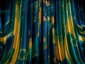 An abstract yellow, blue and green curtain background