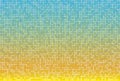 Abstract yellow blue radial background in square mosaic grid. Bright summer vector illustration Royalty Free Stock Photo