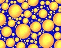 Abstract yellow bubbles on blue background Royalty Free Stock Photo