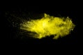 Abstract yellow color powder explosion