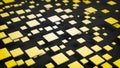 Abstract yellow cubes over black background