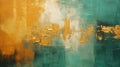 Abstract Yellow and Dark Green Art: Closeup Canvas Texture with Acrylic Brushstroke Effects