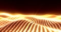 Abstract yellow energy magic waves from glowing particles and lines futuristic Royalty Free Stock Photo