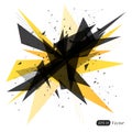 Abstract yellow geometric triangle modern background. Abstract explosion. Royalty Free Stock Photo