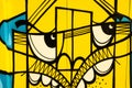 Abstract yellow graffiti face