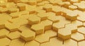 Abstract Yellow Hexagonal Pattern Background with 3D Effect Royalty Free Stock Photo