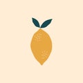 Abstract yellow lemon vector illustration. Vintage citrus in flat style. Isolated colorful fruit.