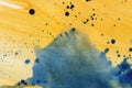 Abstract yellow and light blue watercolor background. The color splashing in the paper. Acrylic painting texture. Royalty Free Stock Photo