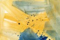 Abstract yellow and light blue watercolor background. The color splashing in the paper. Acrylic painting texture. Royalty Free Stock Photo