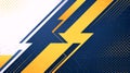 Abstract Yellow Lightning Bolt on Dark Blue Geometric Background Royalty Free Stock Photo