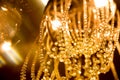 Abstract yellow luxury crystal chandelier. Vintage Royalty Free Stock Photo