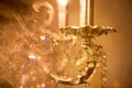 Abstract yellow luxury crystal chandelier. Vintage Royalty Free Stock Photo