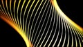 Abstract yellow neon lines twisting in a spiral tunnel on black background, seamless loop. Animation. 3D colorful narrow Royalty Free Stock Photo