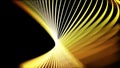 Abstract yellow neon lines twisting in a spiral tunnel on black background, seamless loop. Animation. 3D colorful narrow Royalty Free Stock Photo