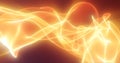 Abstract yellow orange glowing with bright fire energy magic waves from lines on a dark background. Abstract background Royalty Free Stock Photo