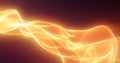 Abstract yellow orange glowing with bright fire energy magic waves from lines on a dark background. Abstract background Royalty Free Stock Photo