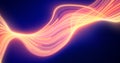 Abstract yellow orange glowing flying waves from lines energy magical Royalty Free Stock Photo