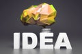 Abstract yellow polygonal brain lightbulb Royalty Free Stock Photo