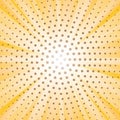 Abstract yellow retro background with sun ray and dots. Summer vector illustration Royalty Free Stock Photo