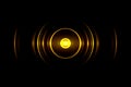 Abstract yellow ring with sound waves oscillating background