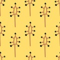 Abstract yellow seamless pattern with weird plants Royalty Free Stock Photo