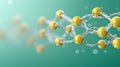 Abstract Yellow Sphere Chain Molecule Structure on Teal Background Royalty Free Stock Photo
