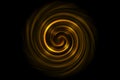 Abstract yellow spiral smoke on black background