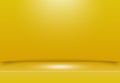 Abstract yellow studio room background with lighting on stage.