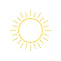 Abstract yellow sun thin line icon with rays, modern art. Royalty Free Stock Photo