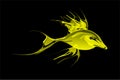 Abstract yellow tonal fish with black Background. Vector Illustration Royalty Free Stock Photo