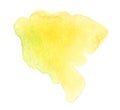 Abstract yellow watercolor spot on white background isolated. Hand drawn lemon stain texture for design. brush stroke Royalty Free Stock Photo