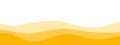 Abstract yellow waves background vector simple graphic illustration, minimal fun cartoon wavy fluid flow motion curve shape