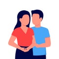 Abstract young couple man and woman. Relationship. Family communication together. Vector on white background