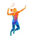 Abstract young woman badminton player jumping with a racket Royalty Free Stock Photo