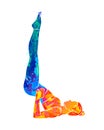 Abstract young woman is engaged in yoga or Pilates, doing exercises