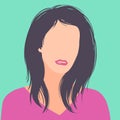 Abstract young women portrait with long hair, silhuette vector illustration