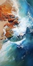 Abstract Zbrush Painting: Ocean Waves Splashing Onto Beach