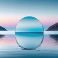 abstract zen seascape Nordic surreal scenery with mirror calm water and pastel gradient Futuristic