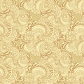 Abstract Zen tangle Zen doodle marine seamless pattern beige