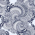 Abstract Zen tangle Zen doodle marine seamless pattern black on white