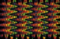 Abstract zigzag pattern  in glowing  colors and black Royalty Free Stock Photo