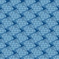 Abstract zigzag seamless vector pattern background. Monochrome painterly denim blue canvas backdrop with diagonal wavy Royalty Free Stock Photo