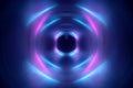 Abstract zoom effect in blue and pink neon tunnel background Royalty Free Stock Photo