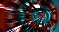 Abstract zoom effect in a red blue dark tunnel background with traffic lights Royalty Free Stock Photo