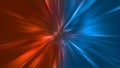 Abstract zoom lights with color of Fire and Ice element against vs each other background. Heat and Cold concept Royalty Free Stock Photo